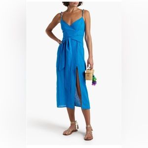 Vix Paula Hermanny Linen Dress, Blue, Size M